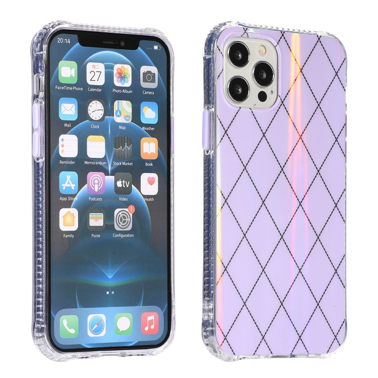 For iPhone 13 Pro Max Laser Aurora Rhombic Grid TPU Protective Case