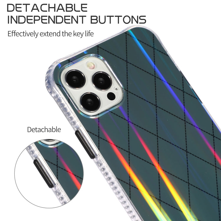 For iPhone 13 Pro Max Laser Aurora Rhombic Grid TPU Protective Case