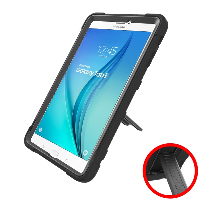 For Samsung Galaxy Tab E 9.6 T560 C5 Four Corners Shockproof Silicone + PC Protective Case with Holder
