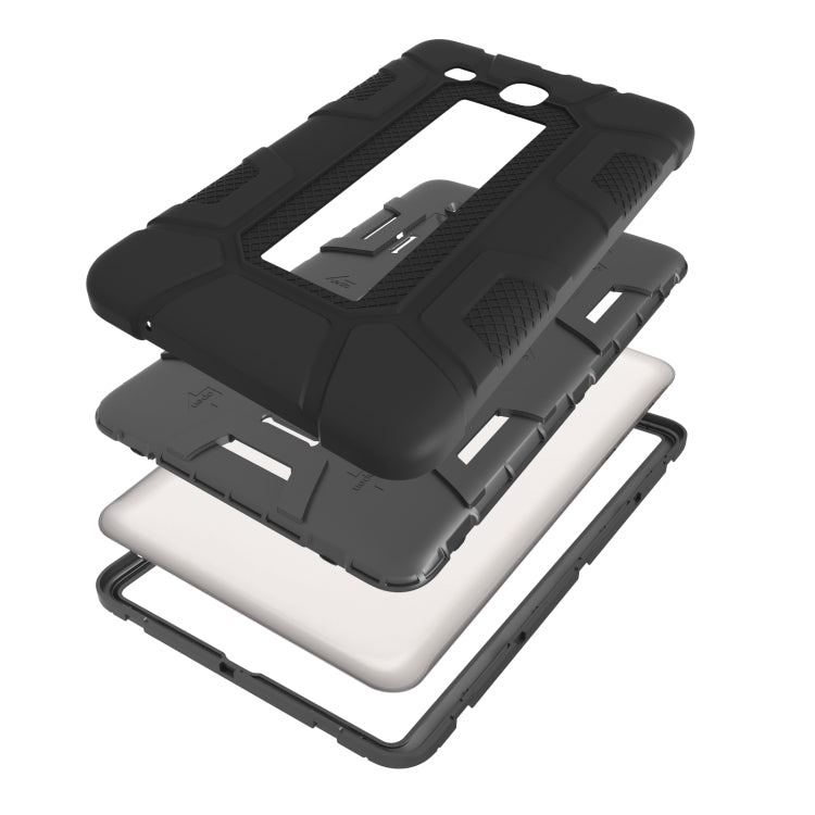 For Samsung Galaxy Tab E 9.6 T560 C5 Four Corners Shockproof Silicone + PC Protective Case with Holder