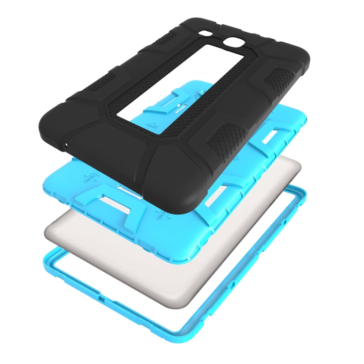 For Samsung Galaxy Tab E 9.6 T560 C5 Four Corners Shockproof Silicone + PC Protective Case with Holder