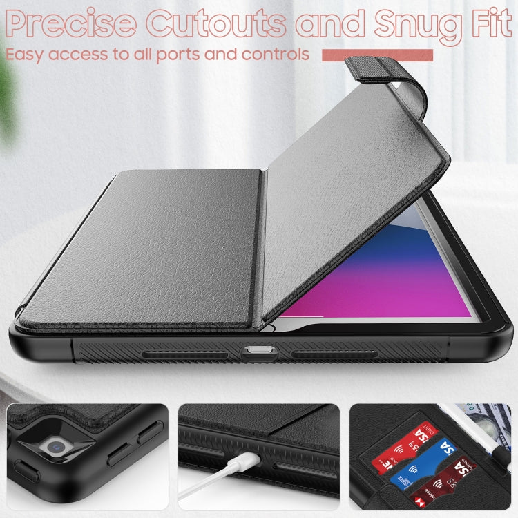 For iPad 10.2 2021 / 2020 / 2019 Litchi Texture Horizontal Flip PU Leather Case with Holder & Card Slots & Sleep / Wake-up Function & Pen Slot