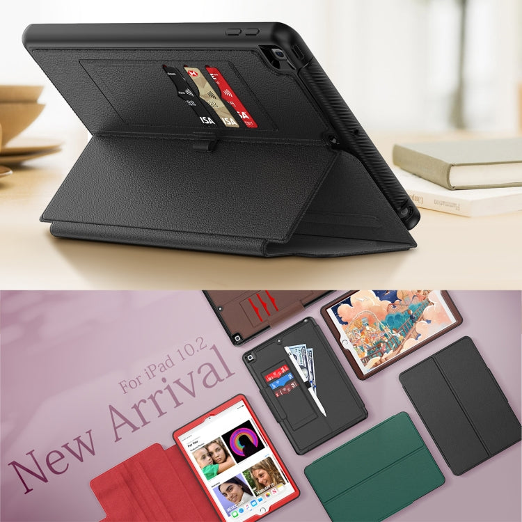 For iPad 10.2 2021 / 2020 / 2019 Litchi Texture Horizontal Flip PU Leather Case with Holder & Card Slots & Sleep / Wake-up Function & Pen Slot