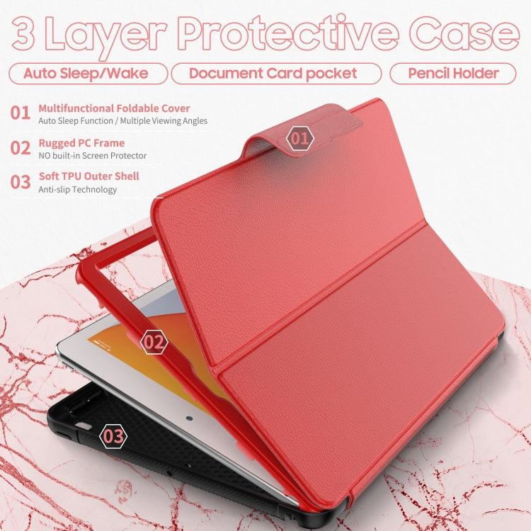 For iPad 10.2 2021 / 2020 / 2019 Litchi Texture Horizontal Flip PU Leather Case with Holder & Card Slots & Sleep / Wake-up Function & Pen Slot