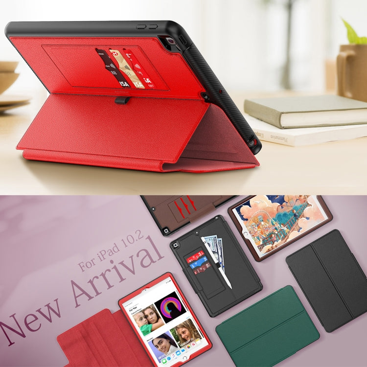 For iPad 10.2 2021 / 2020 / 2019 Litchi Texture Horizontal Flip PU Leather Case with Holder & Card Slots & Sleep / Wake-up Function & Pen Slot