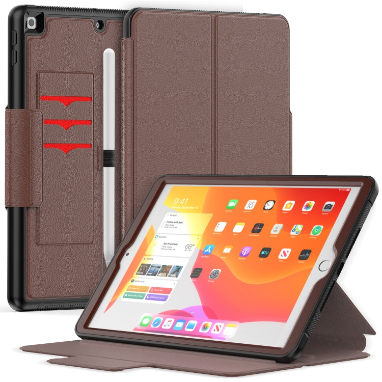 For iPad 10.2 2021 / 2020 / 2019 Litchi Texture Horizontal Flip PU Leather Case with Holder & Card Slots & Sleep / Wake-up Function & Pen Slot