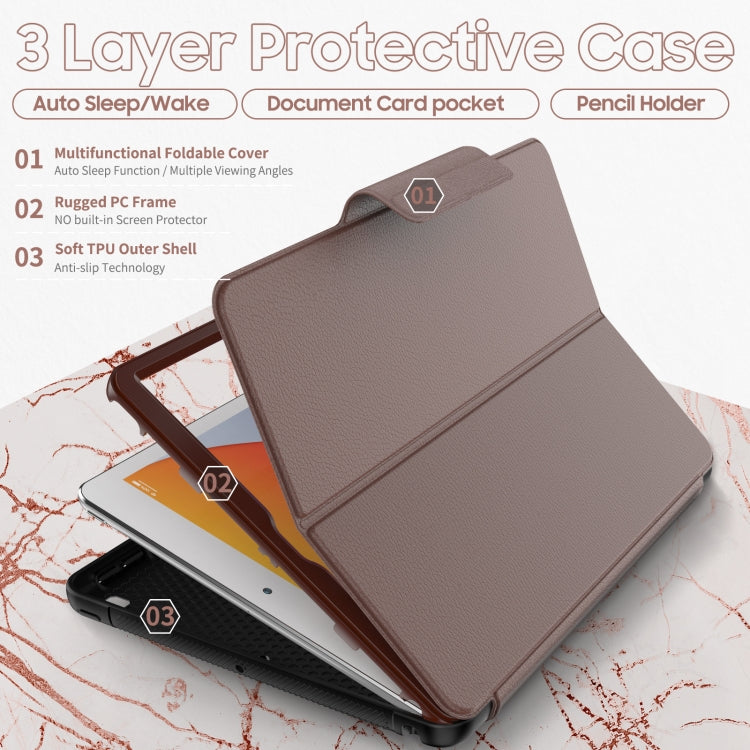 For iPad 10.2 2021 / 2020 / 2019 Litchi Texture Horizontal Flip PU Leather Case with Holder & Card Slots & Sleep / Wake-up Function & Pen Slot