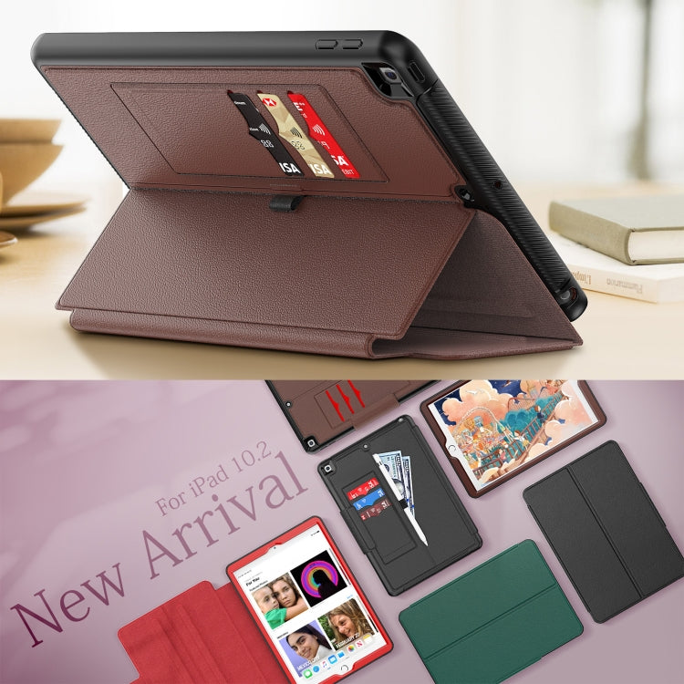 For iPad 10.2 2021 / 2020 / 2019 Litchi Texture Horizontal Flip PU Leather Case with Holder & Card Slots & Sleep / Wake-up Function & Pen Slot