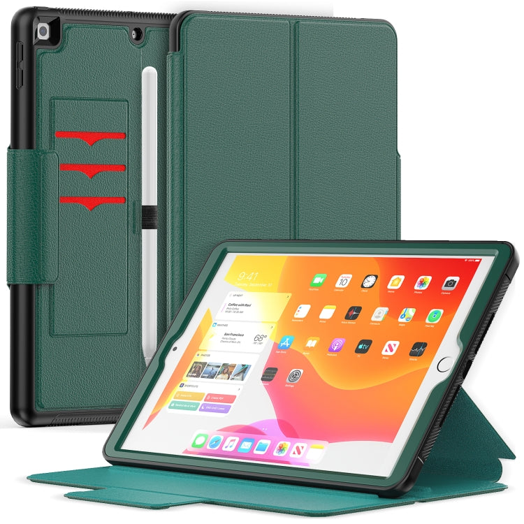 For iPad 10.2 2021 / 2020 / 2019 Litchi Texture Horizontal Flip PU Leather Case with Holder & Card Slots & Sleep / Wake-up Function & Pen Slot