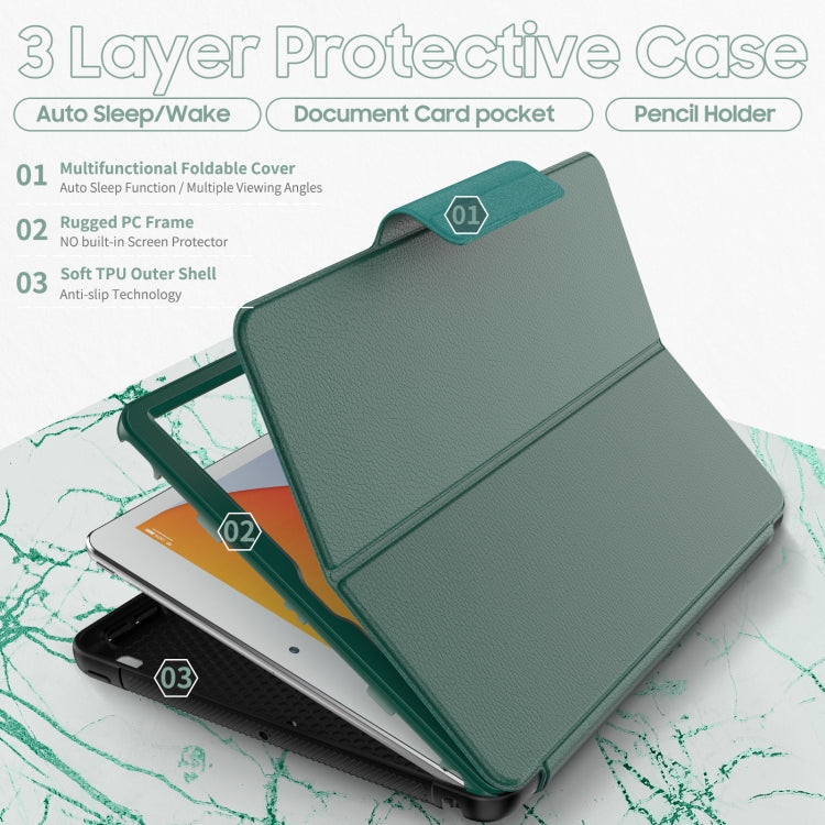 For iPad 10.2 2021 / 2020 / 2019 Litchi Texture Horizontal Flip PU Leather Case with Holder & Card Slots & Sleep / Wake-up Function & Pen Slot