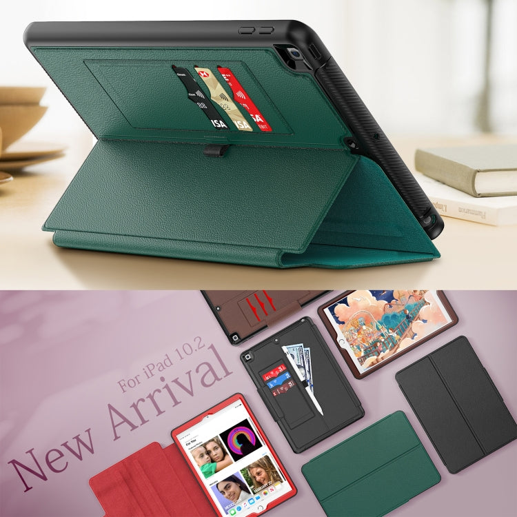 For iPad 10.2 2021 / 2020 / 2019 Litchi Texture Horizontal Flip PU Leather Case with Holder & Card Slots & Sleep / Wake-up Function & Pen Slot