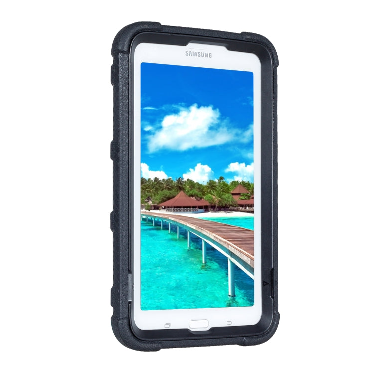For Samsung Galaxy Tab E 7.0 T110 C5 Four Corners Shockproof Silicone + PC Protective Case with Holder