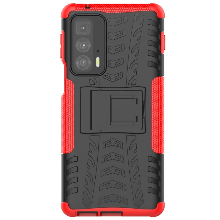 For Motorola Edge 20 Pro Tire Texture Shockproof TPU+PC Protective Case with Holder