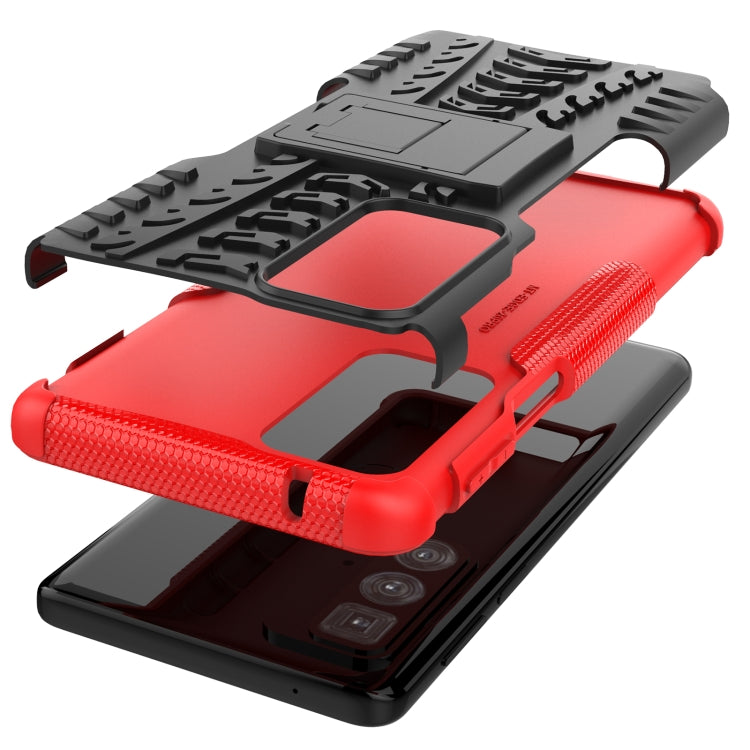 For Motorola Edge 20 Pro Tire Texture Shockproof TPU+PC Protective Case with Holder