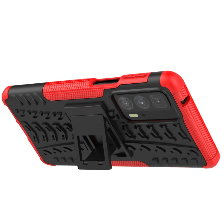 For Motorola Edge 20 Pro Tire Texture Shockproof TPU+PC Protective Case with Holder