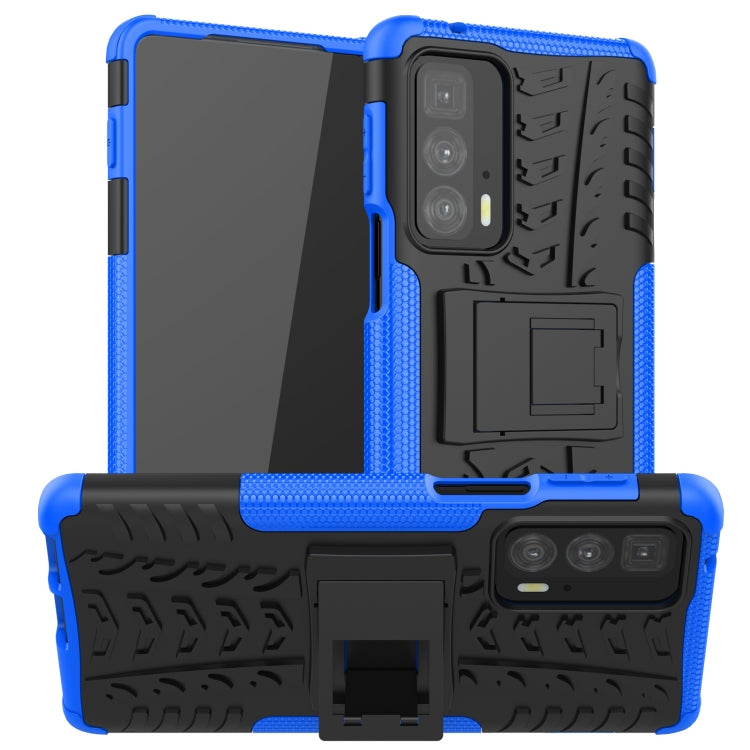 For Motorola Edge 20 Pro Tire Texture Shockproof TPU+PC Protective Case with Holder