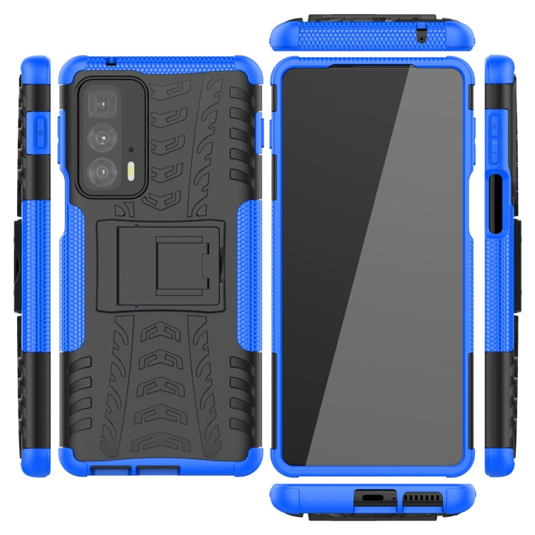 For Motorola Edge 20 Pro Tire Texture Shockproof TPU+PC Protective Case with Holder