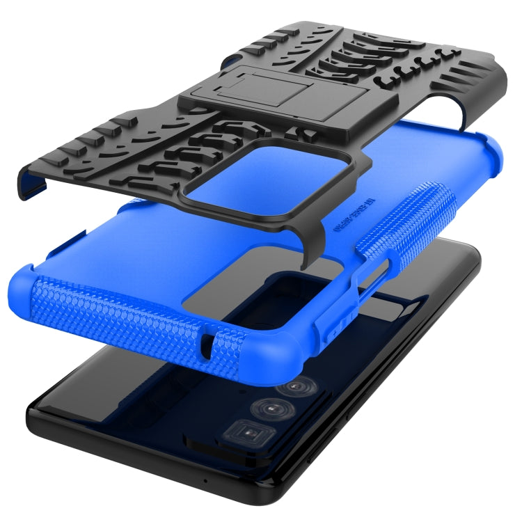 For Motorola Edge 20 Pro Tire Texture Shockproof TPU+PC Protective Case with Holder