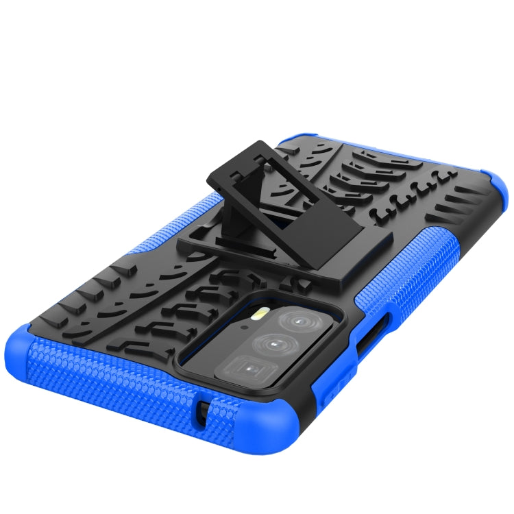 For Motorola Edge 20 Pro Tire Texture Shockproof TPU+PC Protective Case with Holder