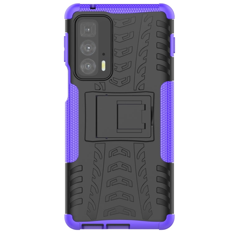 For Motorola Edge 20 Pro Tire Texture Shockproof TPU+PC Protective Case with Holder
