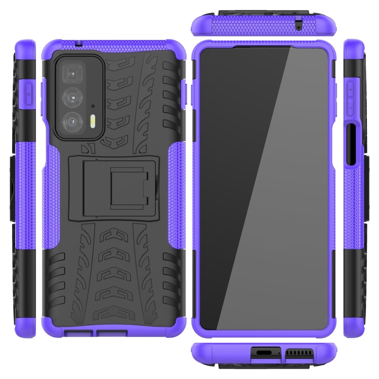 For Motorola Edge 20 Pro Tire Texture Shockproof TPU+PC Protective Case with Holder