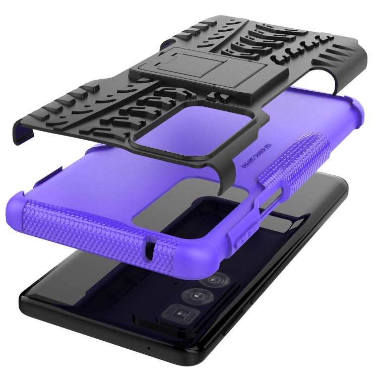 For Motorola Edge 20 Pro Tire Texture Shockproof TPU+PC Protective Case with Holder