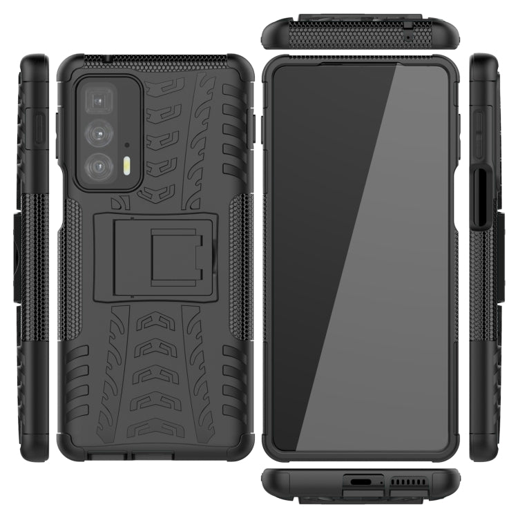 For Motorola Edge 20 Pro Tire Texture Shockproof TPU+PC Protective Case with Holder