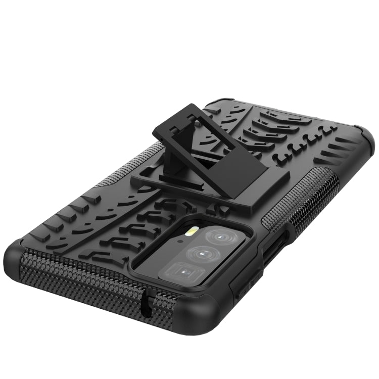 For Motorola Edge 20 Pro Tire Texture Shockproof TPU+PC Protective Case with Holder