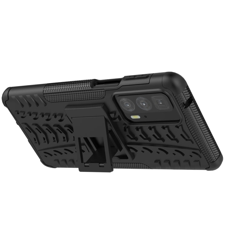 For Motorola Edge 20 Pro Tire Texture Shockproof TPU+PC Protective Case with Holder