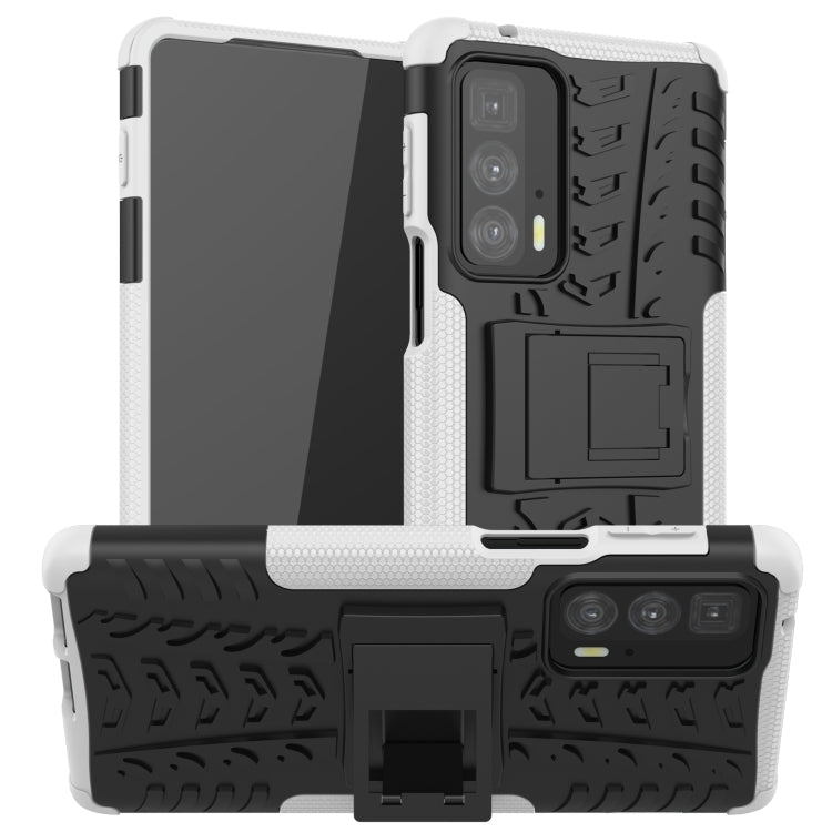 For Motorola Edge 20 Pro Tire Texture Shockproof TPU+PC Protective Case with Holder