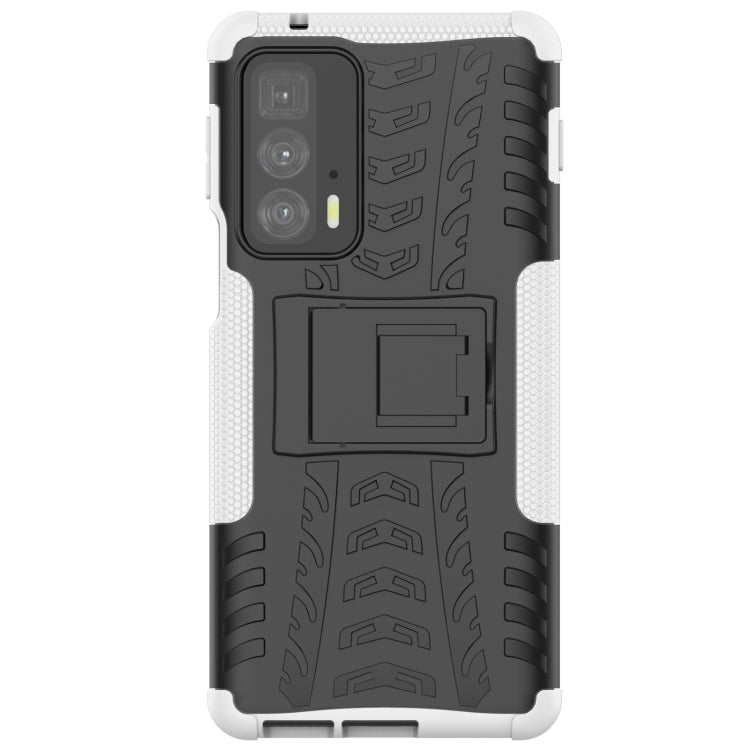For Motorola Edge 20 Pro Tire Texture Shockproof TPU+PC Protective Case with Holder
