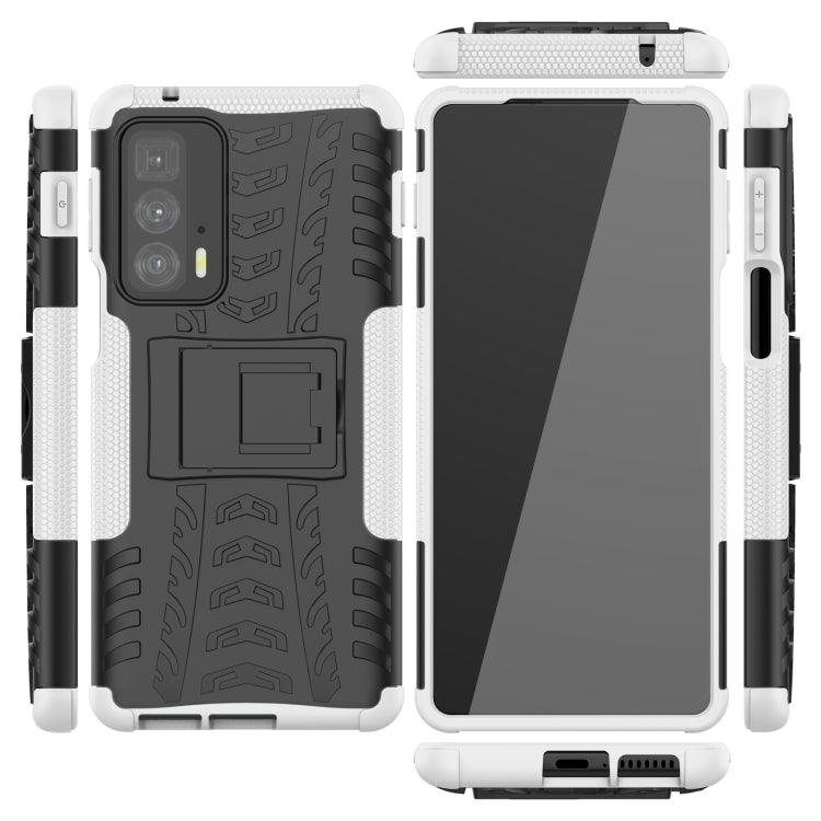 For Motorola Edge 20 Pro Tire Texture Shockproof TPU+PC Protective Case with Holder