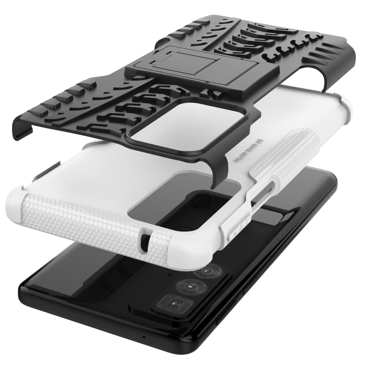 For Motorola Edge 20 Pro Tire Texture Shockproof TPU+PC Protective Case with Holder