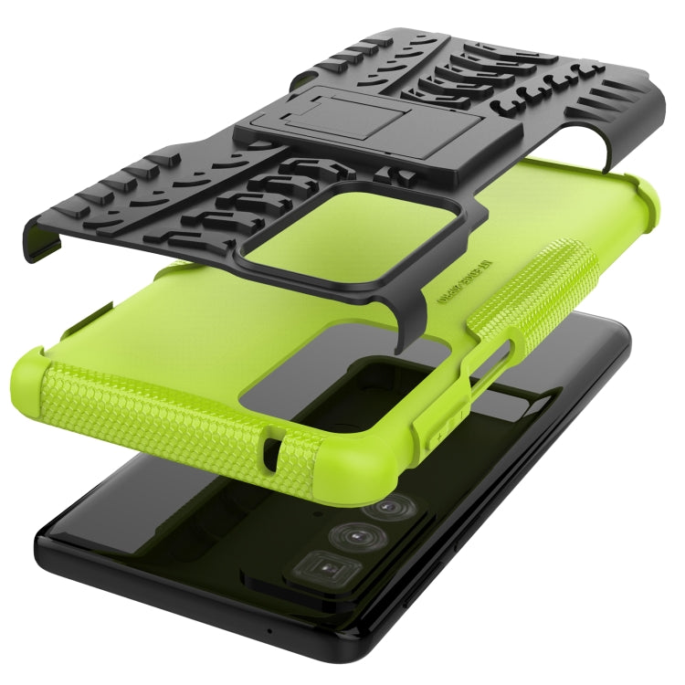 For Motorola Edge 20 Pro Tire Texture Shockproof TPU+PC Protective Case with Holder