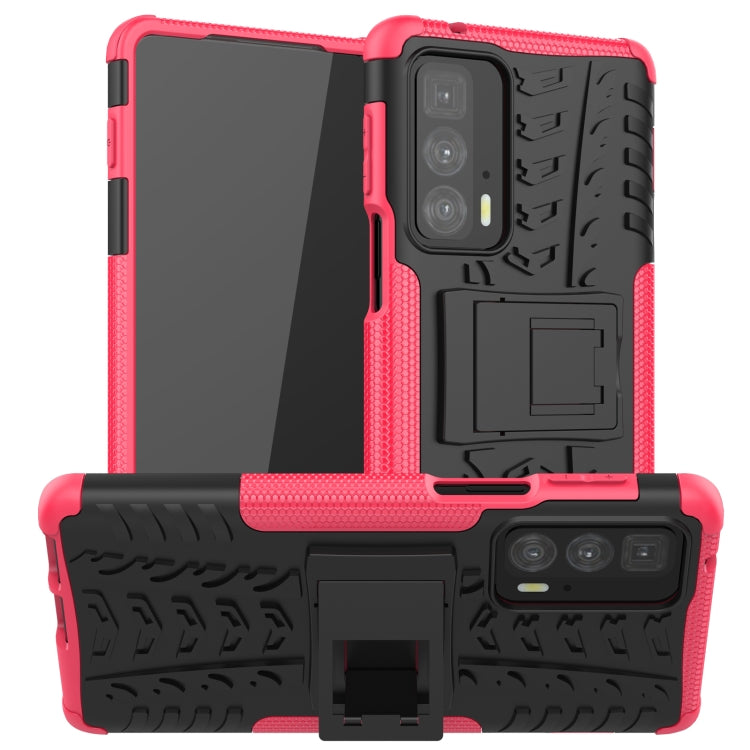 For Motorola Edge 20 Pro Tire Texture Shockproof TPU+PC Protective Case with Holder
