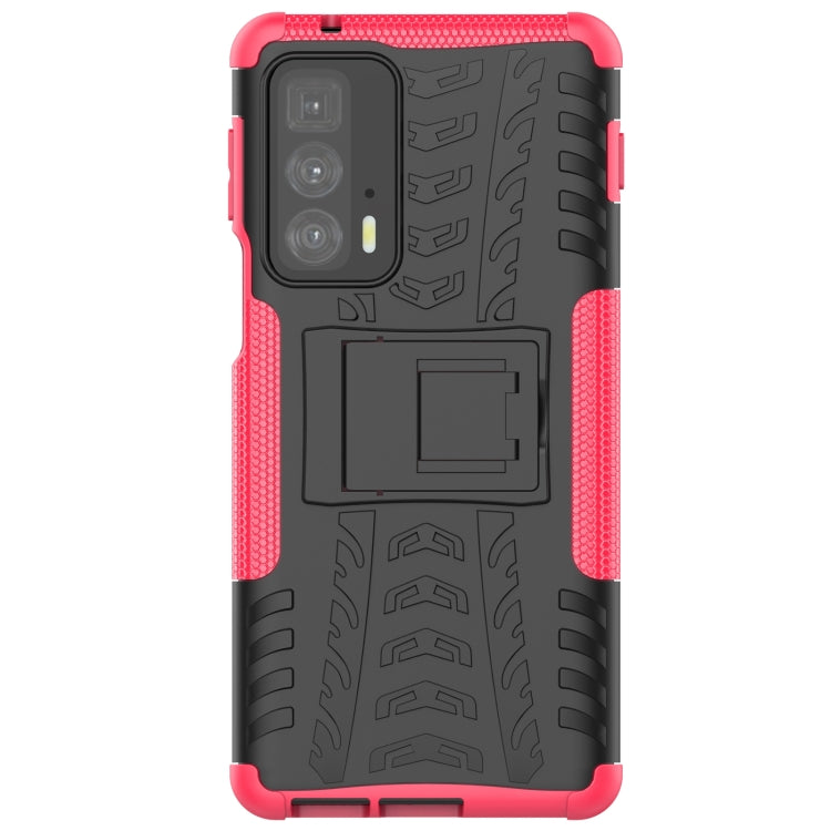 For Motorola Edge 20 Pro Tire Texture Shockproof TPU+PC Protective Case with Holder
