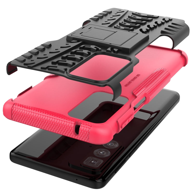 For Motorola Edge 20 Pro Tire Texture Shockproof TPU+PC Protective Case with Holder