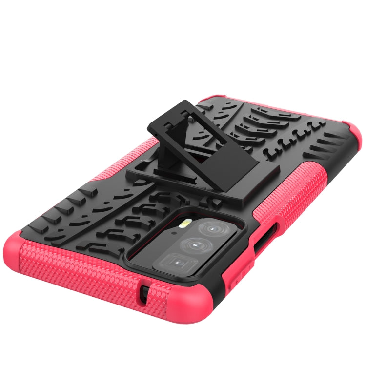 For Motorola Edge 20 Pro Tire Texture Shockproof TPU+PC Protective Case with Holder