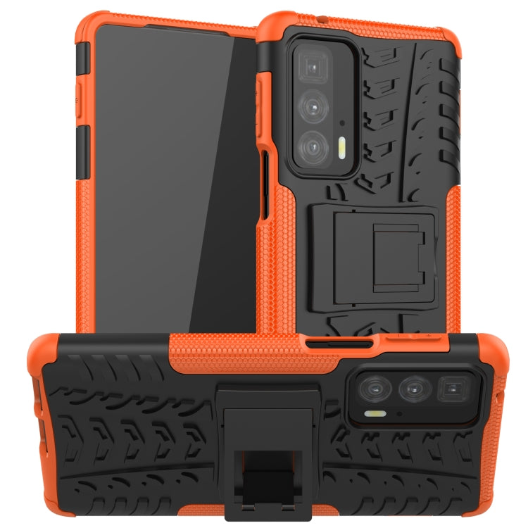 For Motorola Edge 20 Pro Tire Texture Shockproof TPU+PC Protective Case with Holder