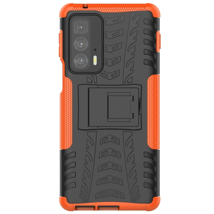 For Motorola Edge 20 Pro Tire Texture Shockproof TPU+PC Protective Case with Holder