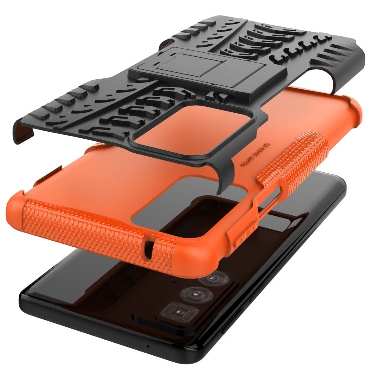 For Motorola Edge 20 Pro Tire Texture Shockproof TPU+PC Protective Case with Holder