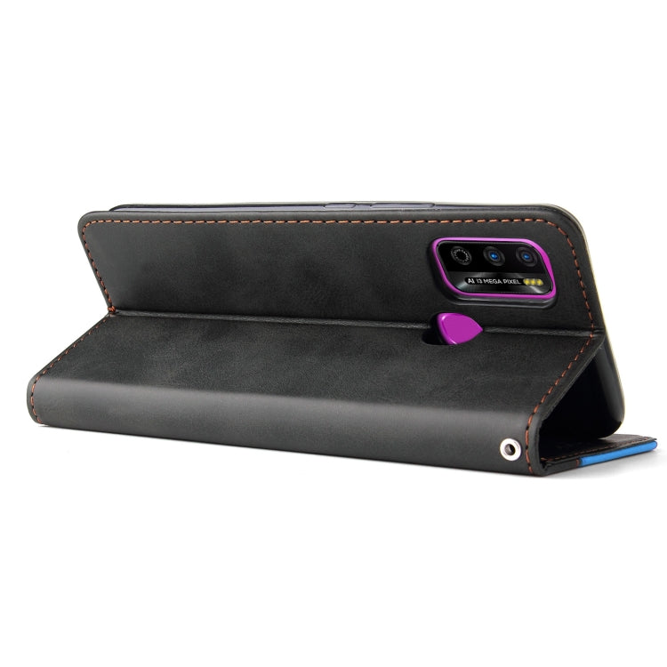 For Infinix Hot 9 Play Business Stitching-Color Horizontal Flip PU Leather Case with Holder & Card Slots & Photo Frame