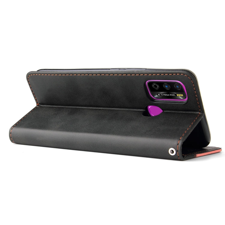 For Infinix Hot 9 Play Business Stitching-Color Horizontal Flip PU Leather Case with Holder & Card Slots & Photo Frame