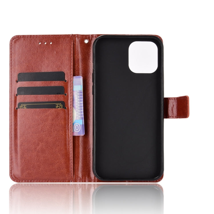 For iPhone 13 mini Crazy Horse Texture Horizontal Flip Leather Case with Holder & Card Slots & Lanyard