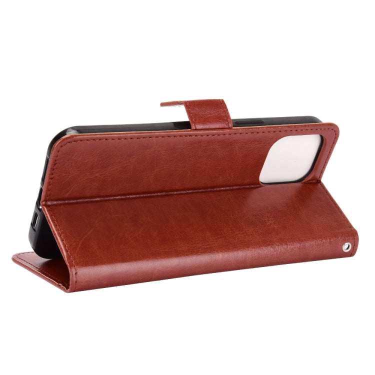 For iPhone 13 mini Crazy Horse Texture Horizontal Flip Leather Case with Holder & Card Slots & Lanyard