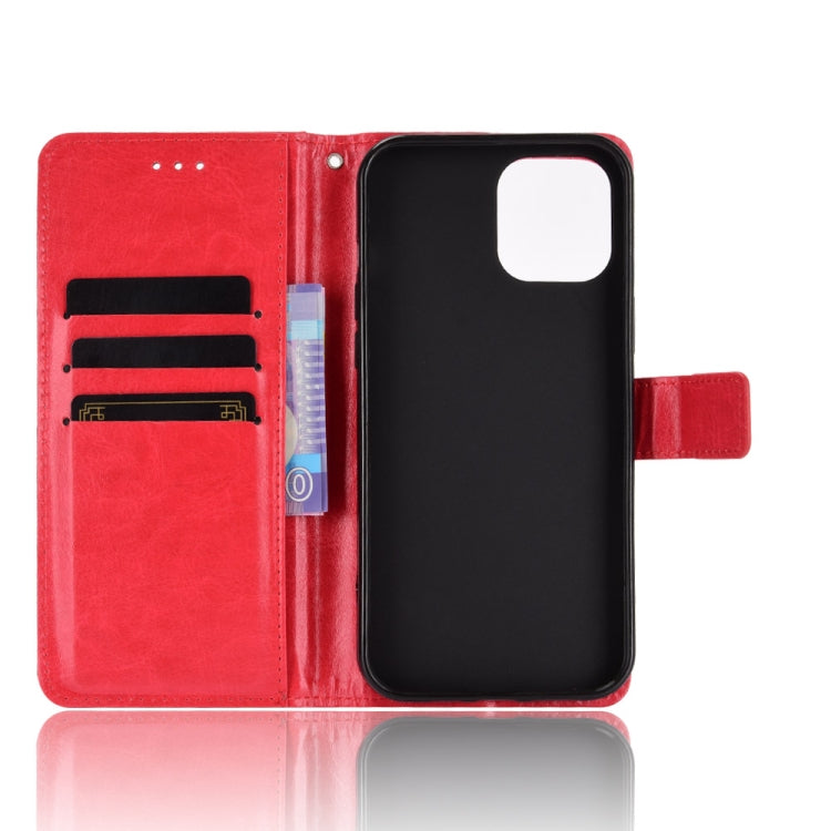 For iPhone 13 Crazy Horse Texture Horizontal Flip Leather Case with Holder & Card Slots & Lanyard