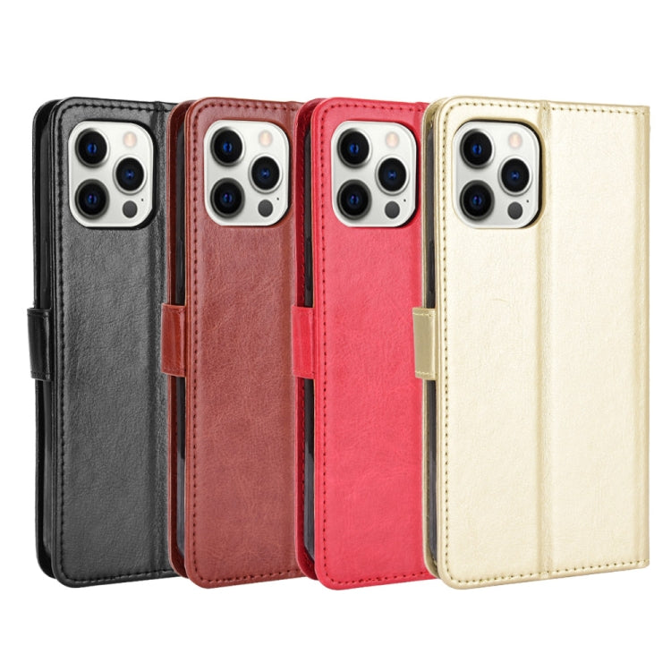 For iPhone 13 Crazy Horse Texture Horizontal Flip Leather Case with Holder & Card Slots & Lanyard