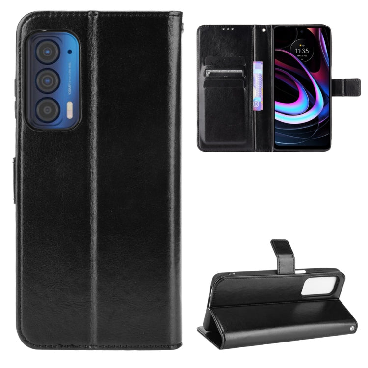 For Motorola Edge 2021 Crazy Horse Texture Horizontal Flip Leather Case with Holder & Card Slots & Lanyard