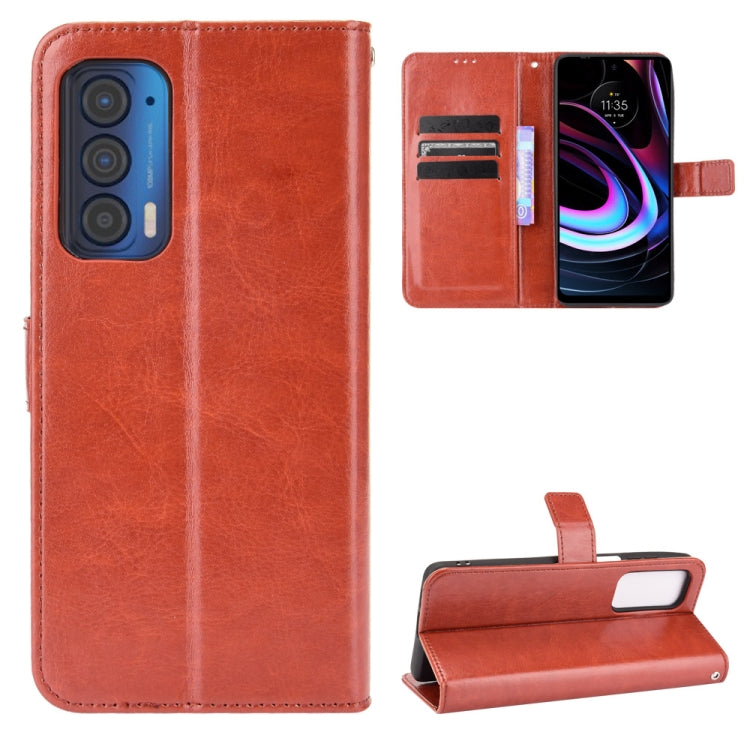 For Motorola Edge 2021 Crazy Horse Texture Horizontal Flip Leather Case with Holder & Card Slots & Lanyard