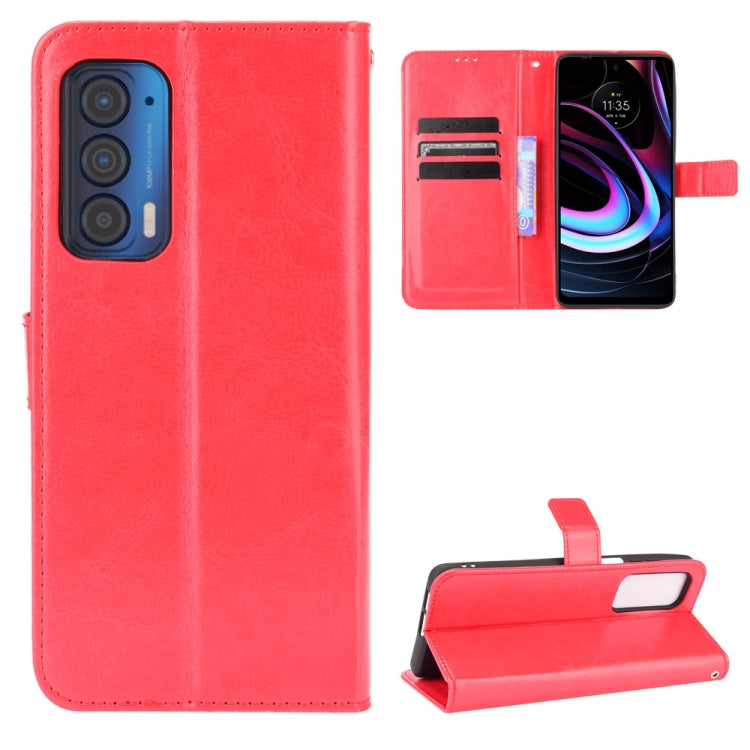 For Motorola Edge 2021 Crazy Horse Texture Horizontal Flip Leather Case with Holder & Card Slots & Lanyard